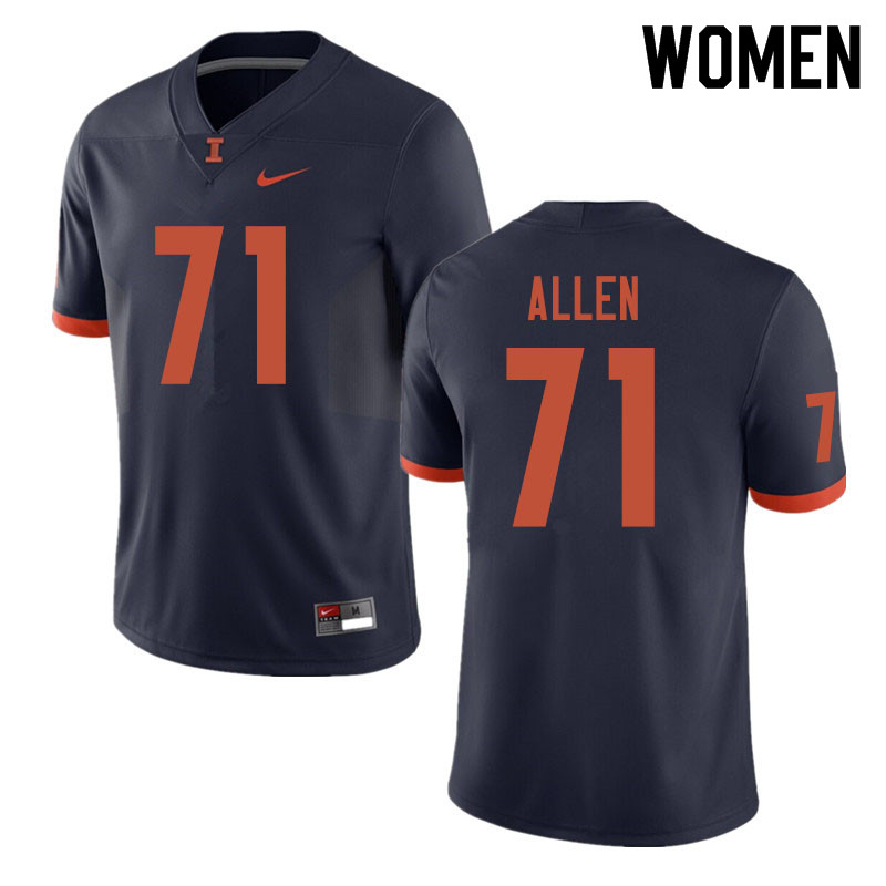 Women #71 Jeff Allen Illinois Fighting Illini College Football Jerseys Sale-Navy